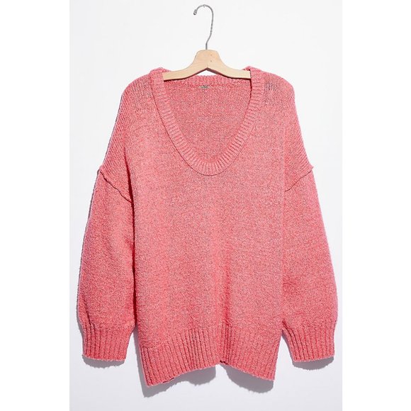 NEW Free People Brookside Tunic Oversized Knit Sweater Pink Lightning $128 M - Picture 8 of 10
